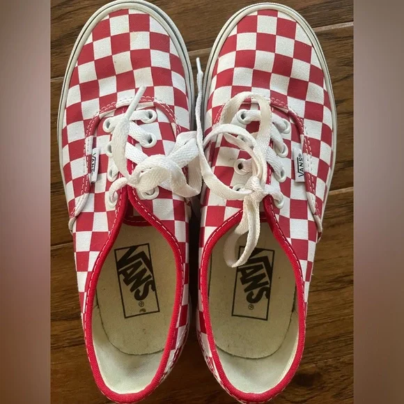 Vans Platform Red Checkered Sneaker Shoes Women’s 6/Men’s 4.5 - Picture 3 of 11
